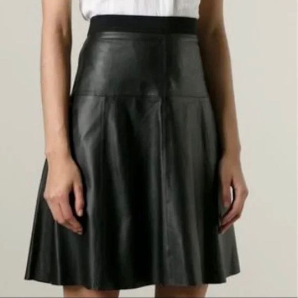 Vince Lamb Leather A-Line Skirt - Picture 1 of 7